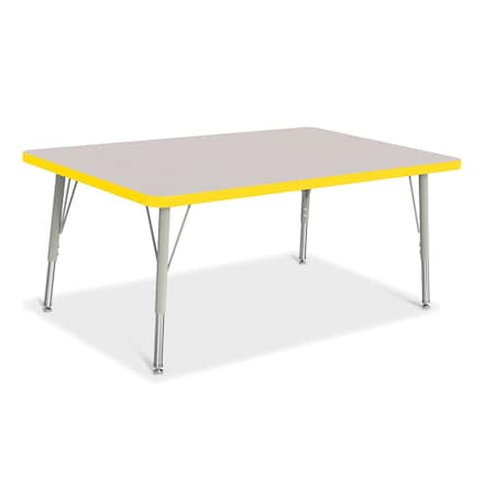 Jonti-Craft Berries Rectangle Activity Table, 30 in. x 48 in., E-height, Freckled Gray/Yellow/Gray 6473JCE007